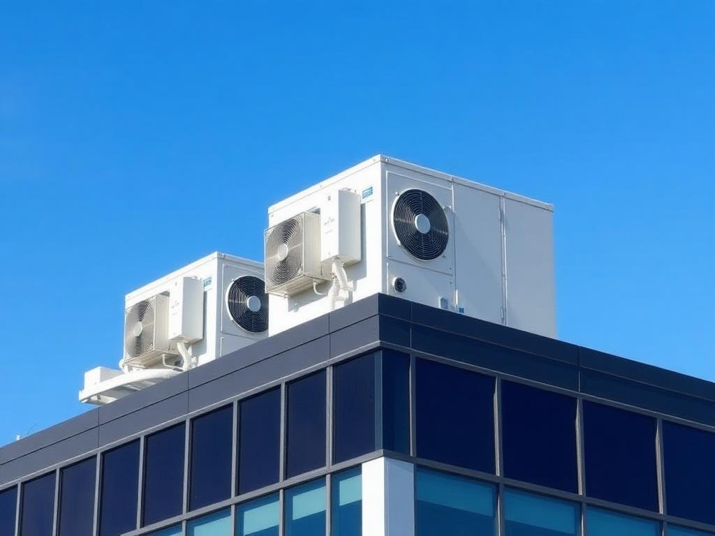 Commercial rooftop HVAC units on an office building