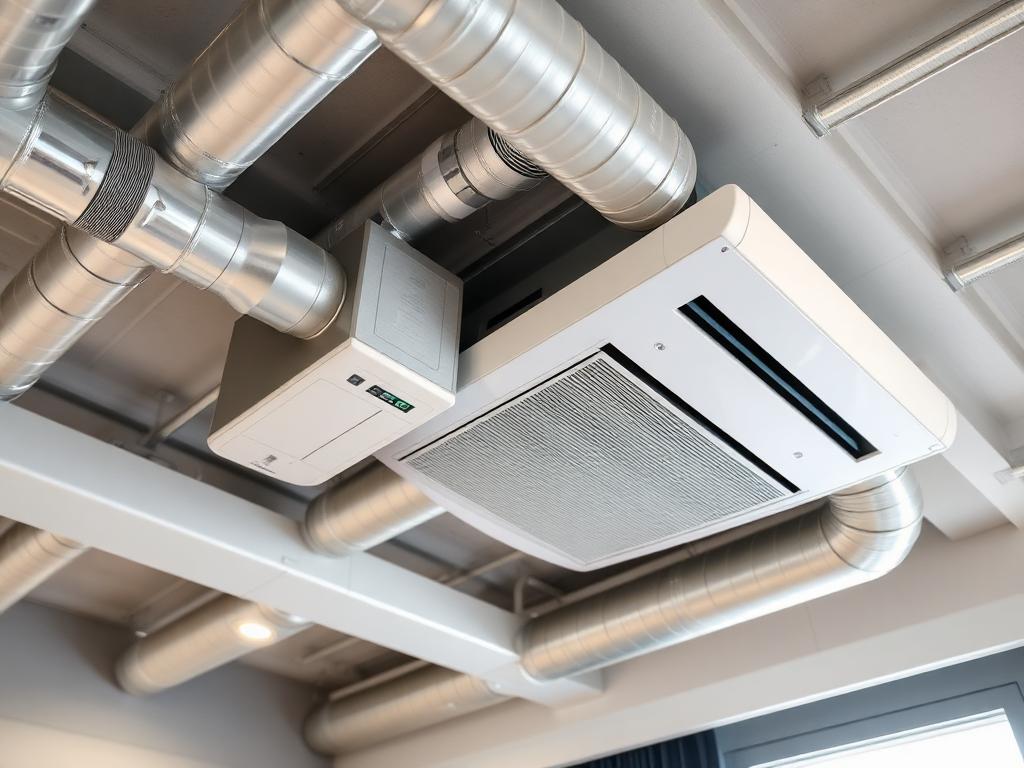 Ducted air conditioning system installed in a ceiling
